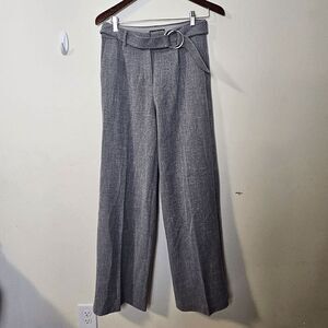 Express Wide Leg High Rise O Ring Belted Pants  Womens Gray Size 4